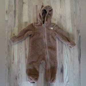 NORTH FACE 6-12M Brown Fleece Kids One Piece